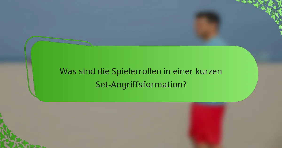 Was sind die Spielerrollen in einer kurzen Set-Angriffsformation?