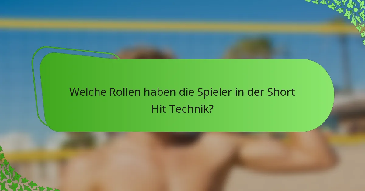 Welche Rollen haben die Spieler in der Short Hit Technik?